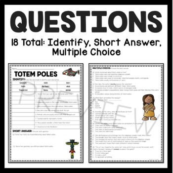 Download Native American Totem Poles Reading Comprehension Worksheet | TpT