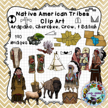 Preview of Native American Tribe Clip Art: Arapaho, Cherokee, Crow, Salish