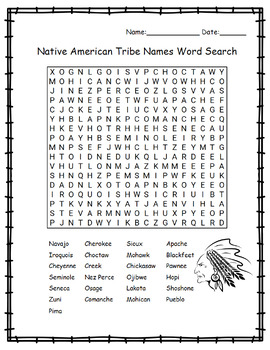 Native American Tribe Names Word Search Printable by LailaBee | TPT