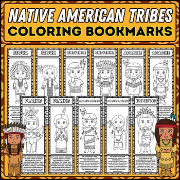 Preview of Native American Heritage Tribes Coloring Bookmarks, Indigenous Peoples Bookmarks