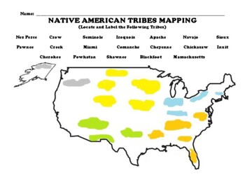 Preview of Native American Tribes Mapping W/ Word Search
