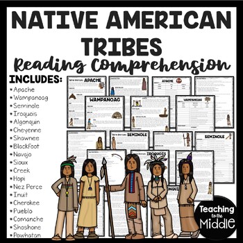 Preview of Native American Tribes Reading Comprehension Worksheets 16 tribes