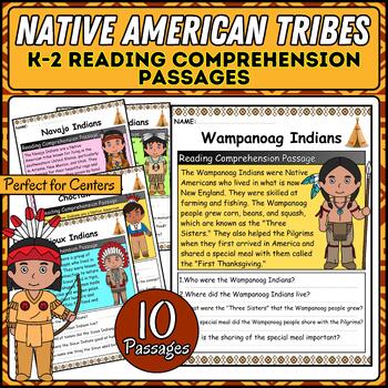 Preview of Native American Tribes Regions Social Studies Reading Comprehension Passages K-2
