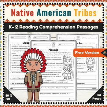 Preview of Native American Tribes Studies :K-2 Reading Comprehension Passages | Freebie