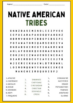 Native American Tribes Word Search Puzzles Worksheet Activity | TPT