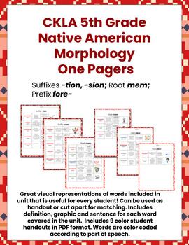 Preview of Native American Unit  5th Grade  All Editions Morphology One Pagers