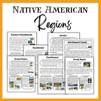 Preview of Native American Unit Regions Indigenous Peoples Reading Bulletin Board Project