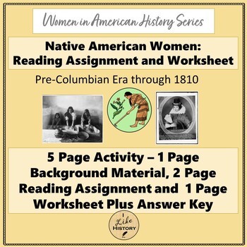 Preview of Native American Women:  Reading Assignment and Worksheet *Women's History*