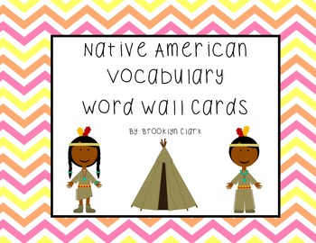 Preview of Native American Word Wall Vocabulary Cards