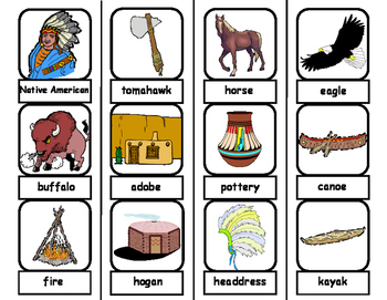 Preview of Native American Words Flashcards and File Folders for Autism
