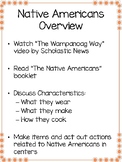 Native American and Pilgrim Booklet and Interactive Centers