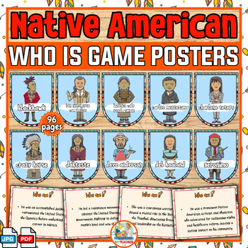 Preview of Native American heritage month Bulletin board  figures Who am I posters game