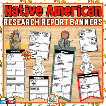 Preview of Native American heritage month Writing Activities Bio Research Report Banners