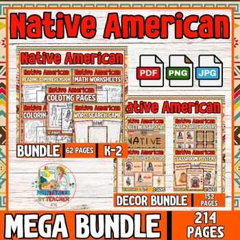 Preview of Native American heritage month activities |  worksheets and décor mega bundle