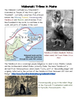 Preview of Indigenious Peoples of Maine (Wabanaki) Information Handout