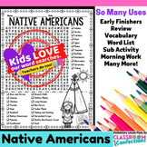 Native Americans Activity: Native Americans Word Search/Vo