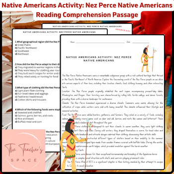 Preview of Native Americans Activity: Nez Perce Native Americans Reading Comprehension