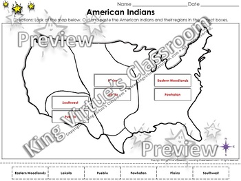Native Americans: American Indians and Their Regions Cut and Paste Activity