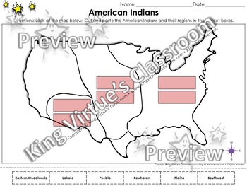 Preview of Native Americans: American Indians and Their Regions Cut and Paste Activity