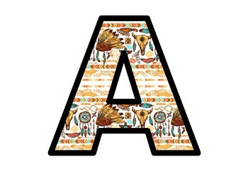 Preview of Native Americans, Bulletin Board Letters, Printable Decor, Alphabet Posters A-Z