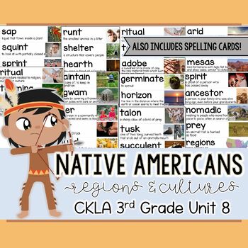 Preview of Native Americans CKLA 3rd Grade Unit 8 Vocabulary and Spelling Cards