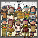 Native Americans Clip Art- Color and B&W