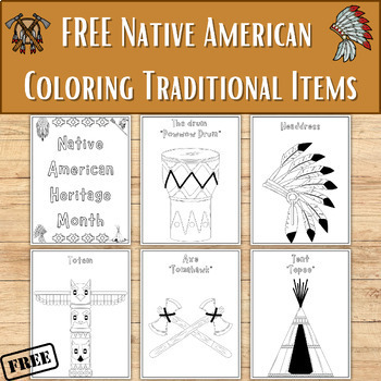 Preview of Native Americans Coloring Traditional Items, Indigenous Peoples Month Cultural