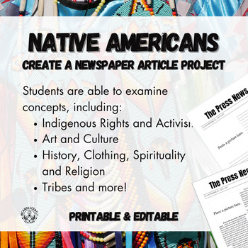 Preview of Native Americans Create a Newspaper Article Project: Grades 6-12
