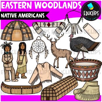 Preview of Eastern Woodlands | Native American Indian Clip Art Set {Educlips Clipart}