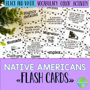 Preview of Native Americans Flash Cards - Black and White
