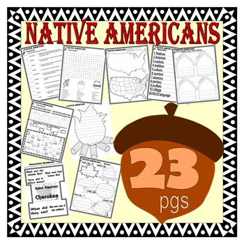 Preview of Native Americans Indigenous People Worksheets Interactive Notebook Vocabulary
