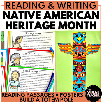 Preview of Native Americans / Indigenous Peoples Day Totem Pole + Reading Passages Bundle