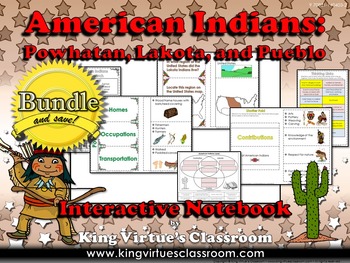 Preview of Native Americans: Interactive Notebook BUNDLE - Powhatan, Lakota, Pueblo