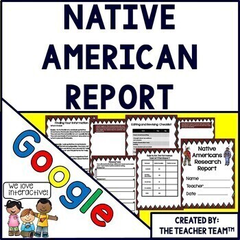 Preview of Native Americans | Native American Report | Google Classroom | Google Slides