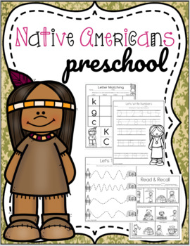 Preview of Native Americans Preschool Printables