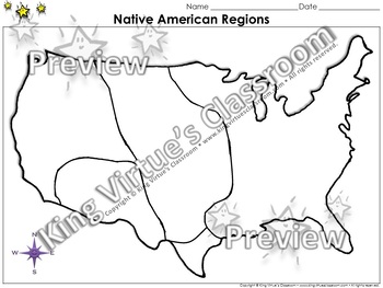 Preview of Native Americans: Regions Map - Blank - Full Page - King Virtue's Classroom