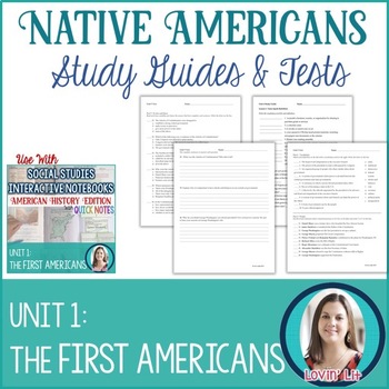 Preview of Native Americans Study Guides and Tests EDITABLE