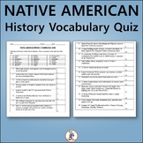 Native Americans US History Vocabulary Quiz - Editable Worksheet