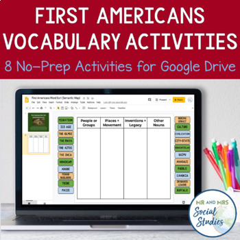 Preview of Native Americans Vocabulary Activities for Google Drive