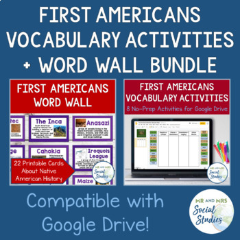 Preview of Native Americans Vocabulary Activity Set and Word Wall Bundle