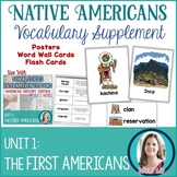 Native Americans Vocabulary Posters, Flash Cards, Word Wall Cards