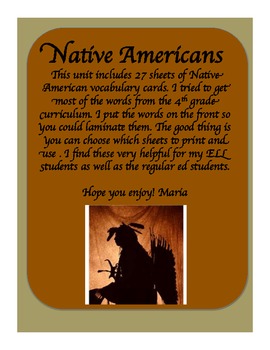 Preview of Native Americans Vocabulary / Word Wall Cards