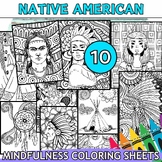 Native Americans  Zentangle Mindfulness Coloring Pages| In