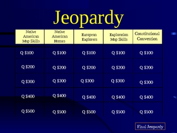 Preview of Native Americans and Explorers PowerPoint Jeopardy