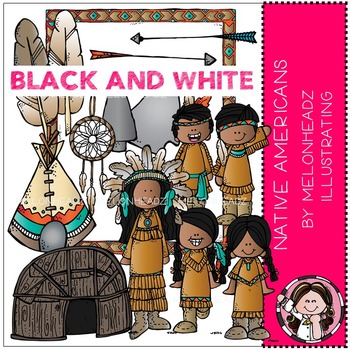 native americans black and white clipart