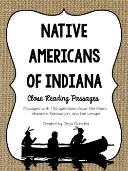 Preview of Native Americans of Indiana Close Reading Passages - Distance Learning Packets