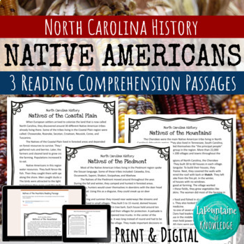 Preview of Native Americans of North Carolina 3 Reading Comprehension Passages