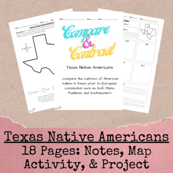 Preview of Native Americans of Texas Notes, Map, and Project Texas History