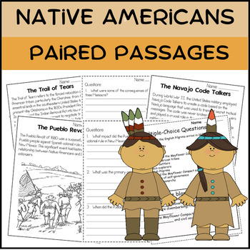 Preview of Native Americans social studies Paired Reading Comprehension Passages