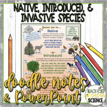 Preview of Native, Introduced, and Invasive Doodle Notes & Quiz + PowerPoint